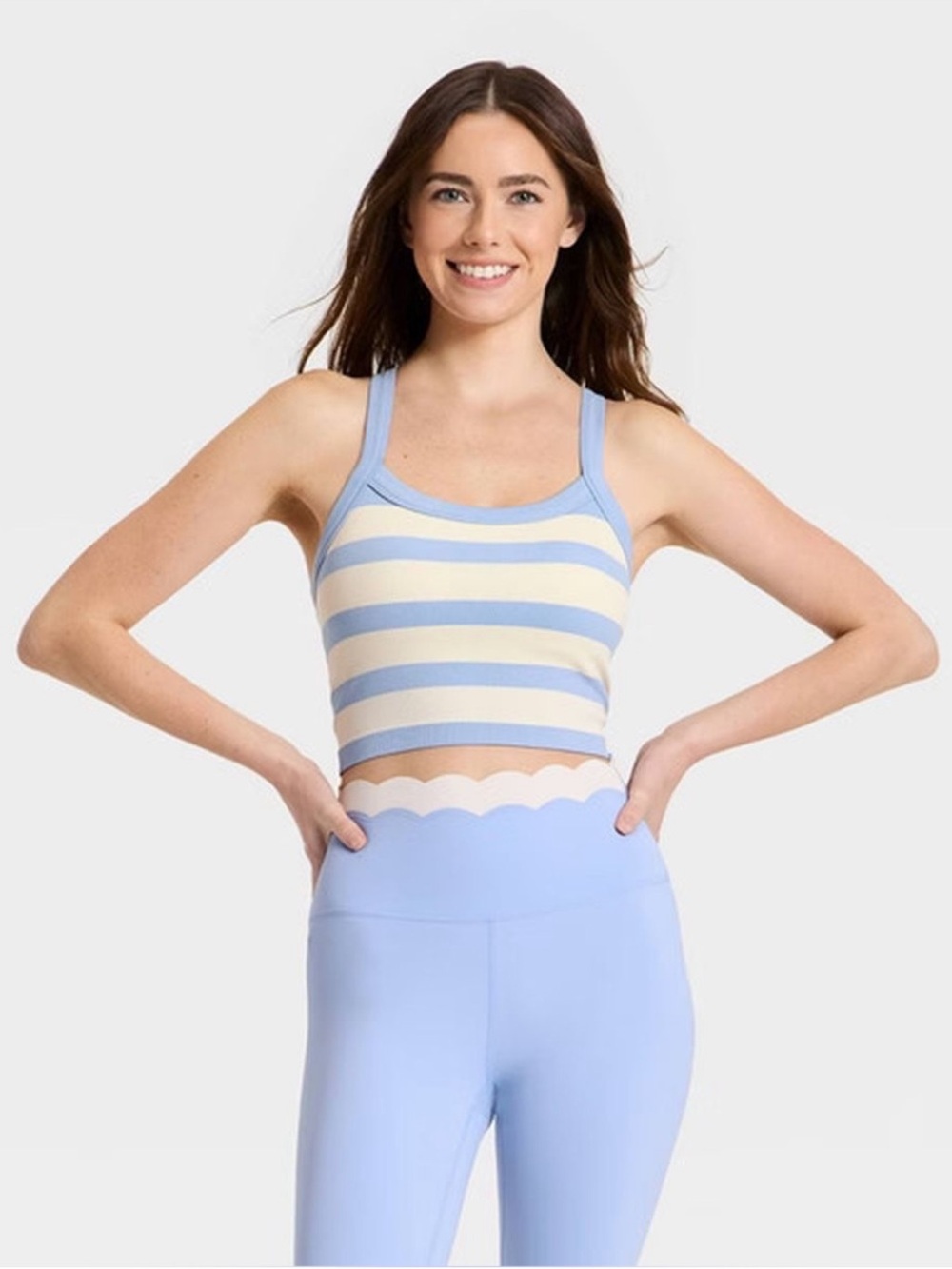 JoyLab Women's Seamless
Cropped Support Tank Top, S-Periwinkle Stripe M